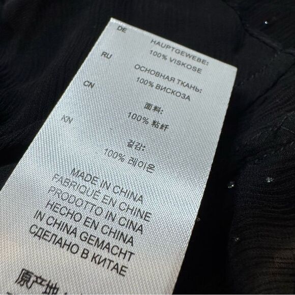 IRO Paris Lonila Ruffled Glitter-Embellished Georgette Blouse Medium Sz 36 Black - Picture 13 of 16
